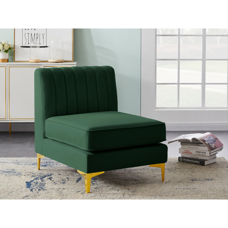 Fauteuil en velours Enson, Velours vert