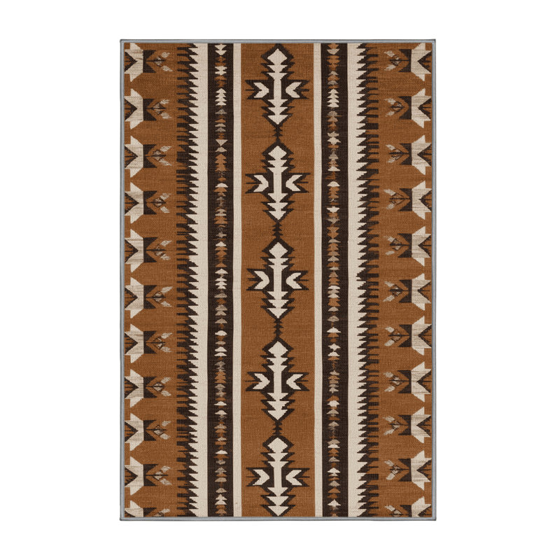  Washable Arrowhead Geometry Southwestern Area Rug, Rectangulaire 2 pi x 3 pi