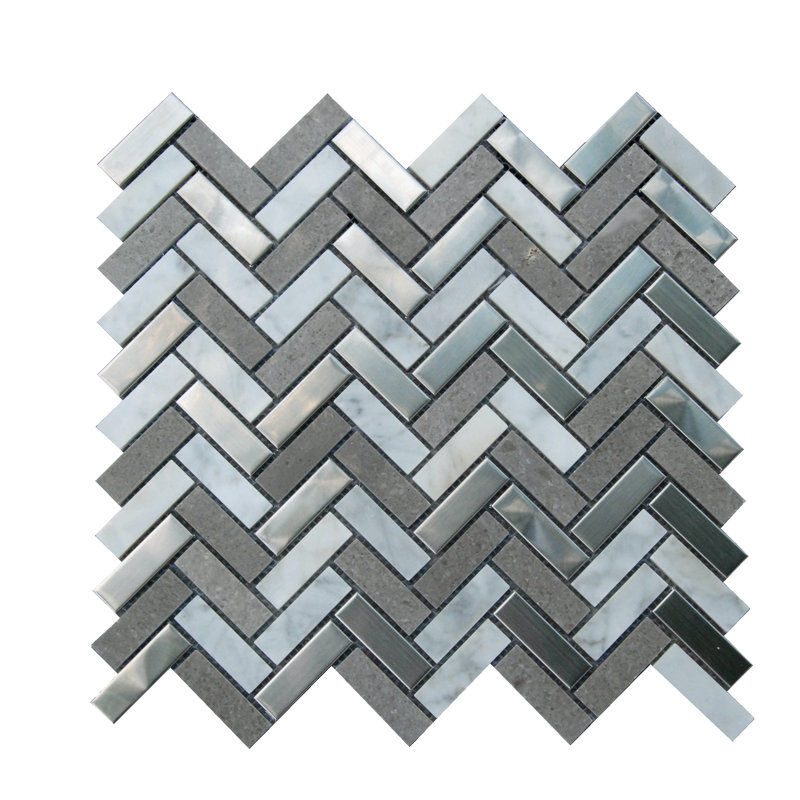 Carrelage mosaïque en marbre gris/blanc 0,6 po x 2 po
