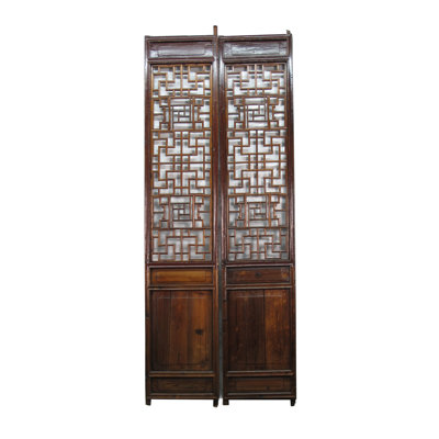 Asian Classic Stained Wood Pivot Screen Doors