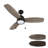 52" DC Motor Pull-chain 3 Reversible Blades Ceiling Fan with Light, Downrod, and Golden Trim