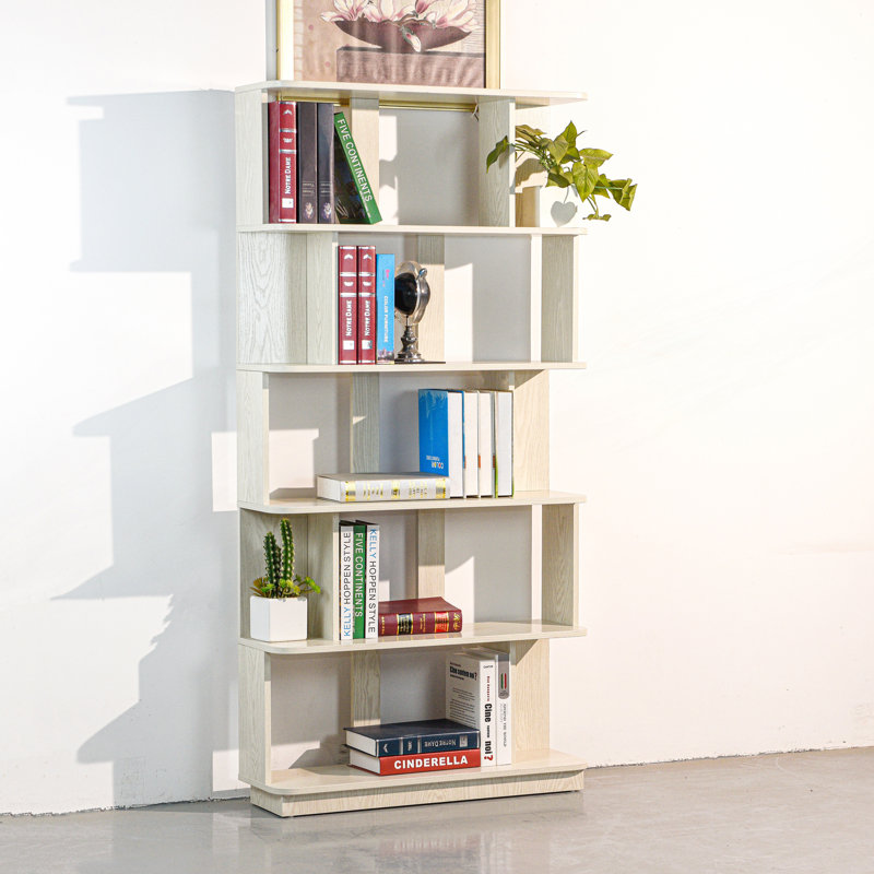 Bibliothèque de rangement moderne à 5 niveaux, White