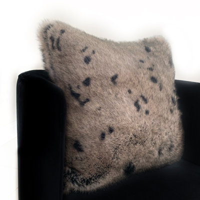 Gunmetal Two Tone Faux Fur Animal Print Pillow