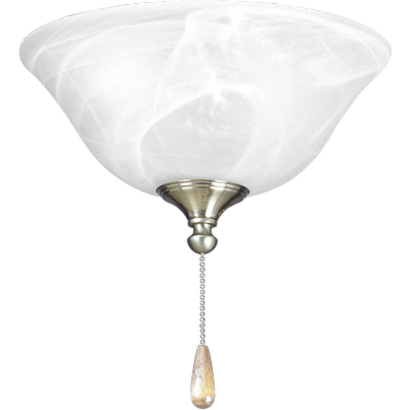 Ventilateur de plafond universel 2 lumières, Nickel brossé / Blanc