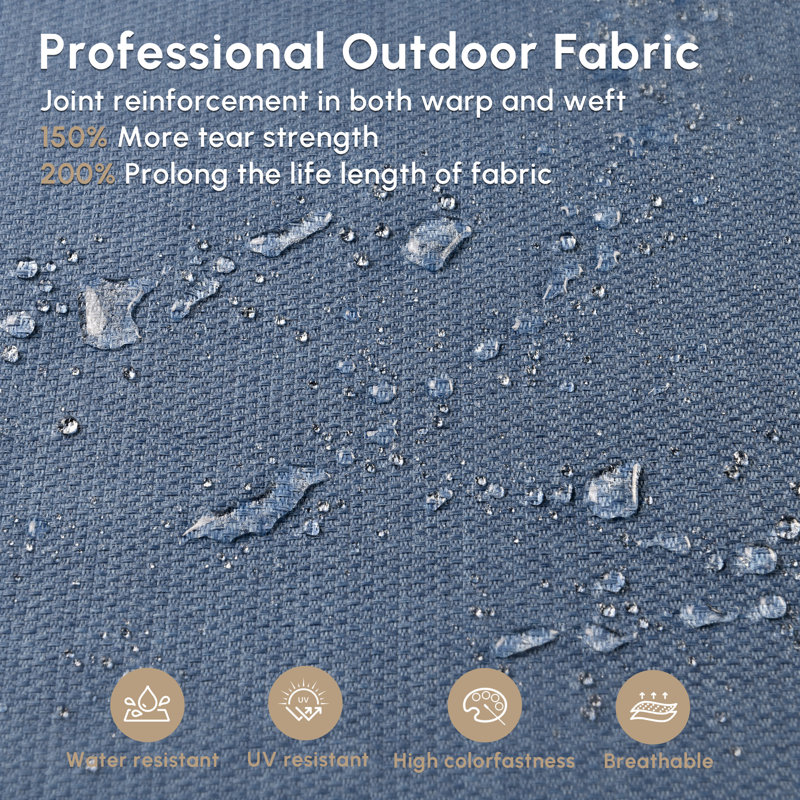 Ensemble de conversation pour 2 personnes avec coussins et table de bout, Bleu denim