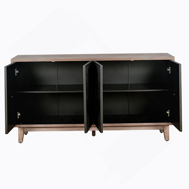 Crédence de style armoire Mid Mid Century, Noir antique