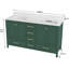 Meuble-lavabo 60 po, meuble-lavabo avec cadre en bois massif, comptoir autoportant avec 2 lavabos vert