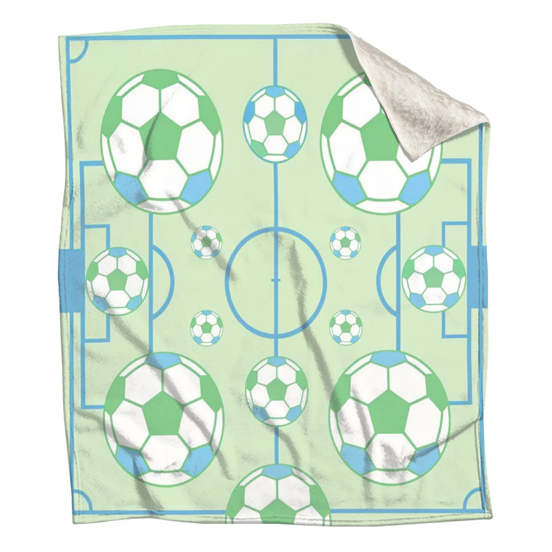 Ballons de soccer, couvertures, L 50 po x H 60 po, Vert clair / bleu clair