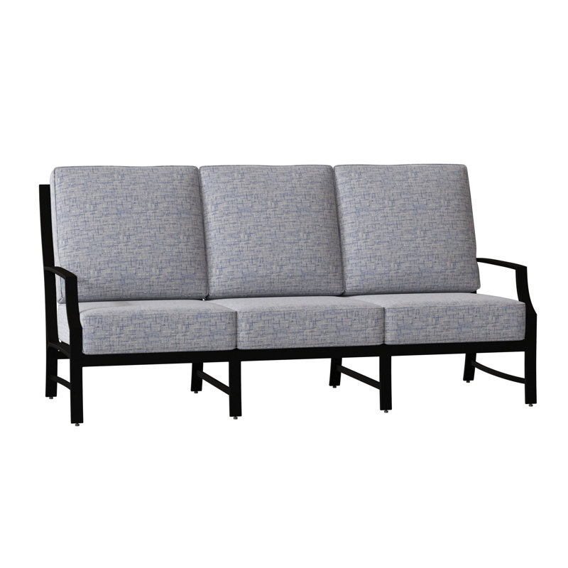 Seal Cove Outdoor 3 - Seat Patio Sofa, Spectrum Denim Sunbrella® Plainweave, Textured Black
