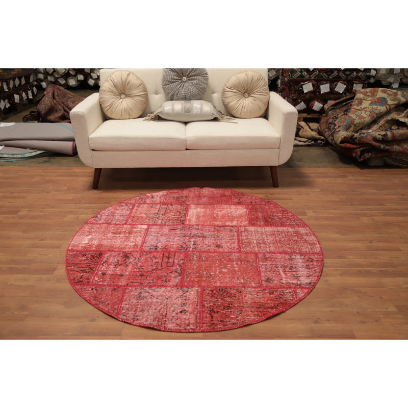 Tapis rond patiné moderne patiné 5 x 5