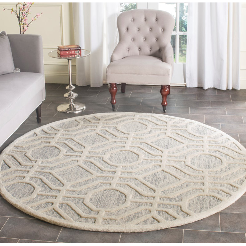 Tapis géométrique en laine touffeté à la main Deedgra, Rond 6 pi
