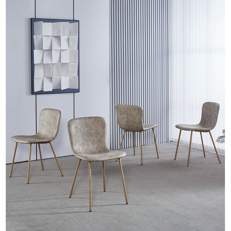 Mose Upholstered Dining Chair x4, Brown, 4