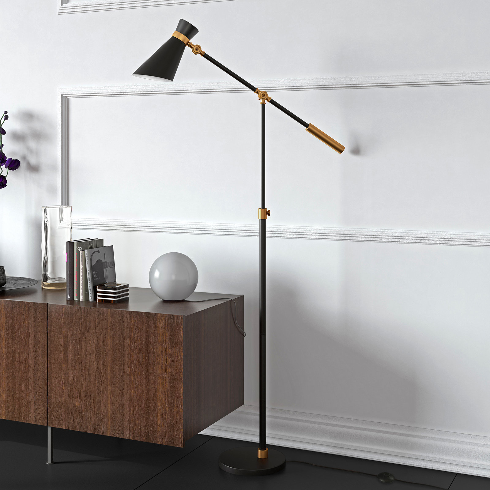 Zabel 65.63'' Floor Lamp, Brass