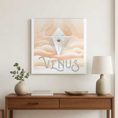 Affiche murale vintage en métal carré représentant l'observatoire Venus Cloud 9 de la NASA, sur le thème du voyage spatial —