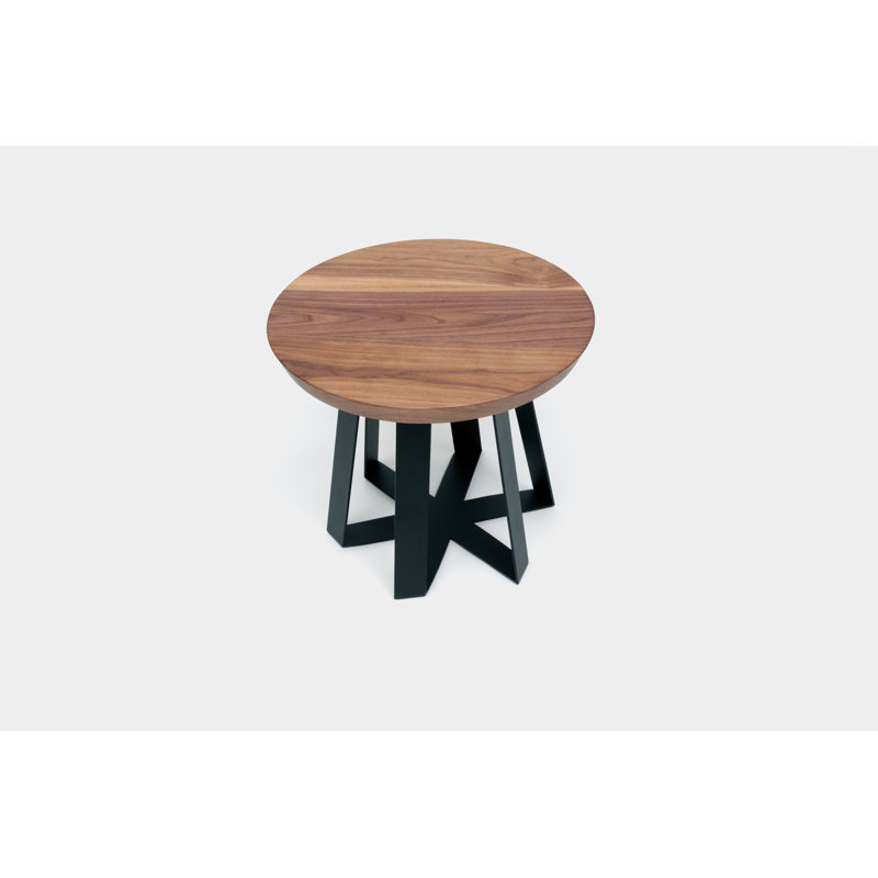 ARS Solid Wood Top End Table, Black, Walnut