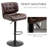 Homcom Bar Height Bar Stools Set Of 2 With Adjustable Seat, Thick Padded Cushion And Metal Footrest For Home Bar