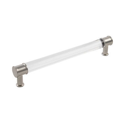 Midway Collection Bar Pull - 7-9/16" Center to Center Cabinet Pull Crysacrylic with Satin Nickel - Contemporary Hardware for Drawers & Cabinets 