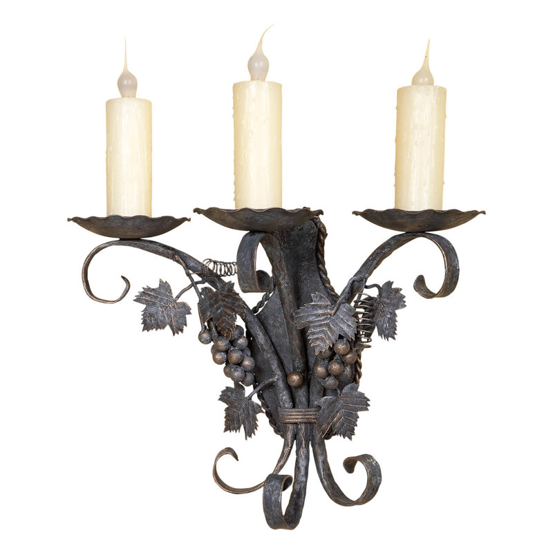 3 - Light Candle Wall Light, Bronze