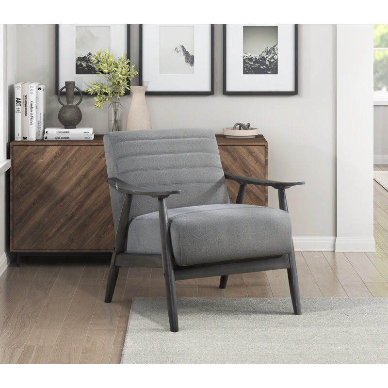 Casual Transitional Accent Chair, Gray Velvet Upholstery With Solid Wood Frame For Living Room, 300lbs Weight Capacity, 29.5"x31.5"x31.5"h Seat Exposed Wood, Channel Stitched Back, 20.5" Package