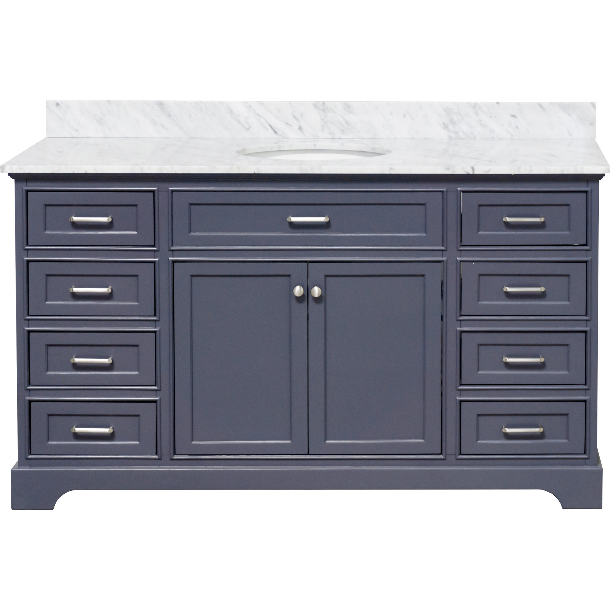 Ronnie 60'' Single Bathroom Vanity, Marine Gray, Carrara Marble