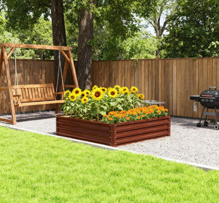 Easy to Assemble Metal Planter Box, Galvanized Raised Garden Bed for Growing Vegetables, Flowers, Herbs, and Succulents