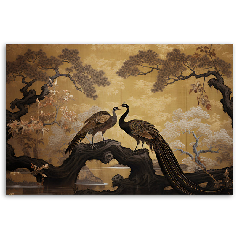 Peacock Bonsai Tree - Wrapped Canvas Print, 70cm H x 100cm W