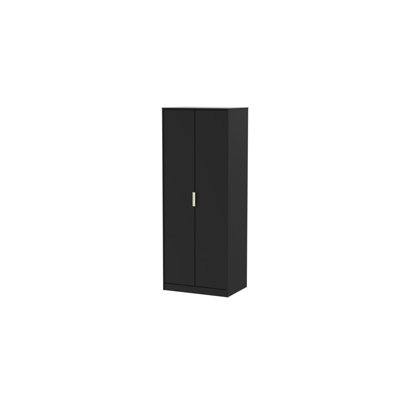 Fully Assembled 2 Door Wardrobe, Black Gloss Finish