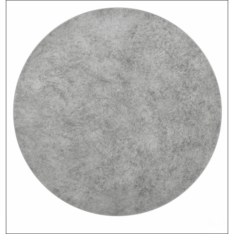 Table basse grise patinée avec plateau rond et base piédestal