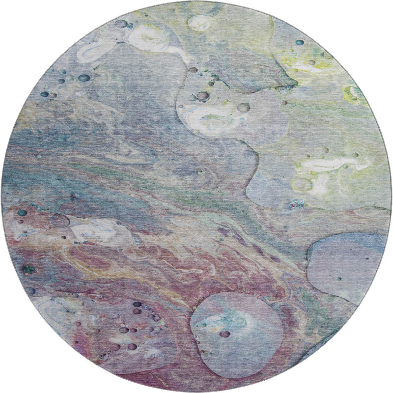 Premium Machine Washable Mayfield AMF1941 Abstract Rug, Round 8'