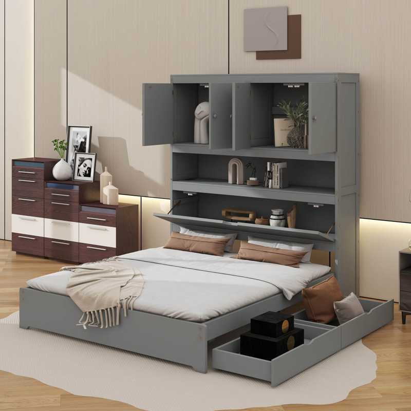 Full-Sized  Bed, Gray