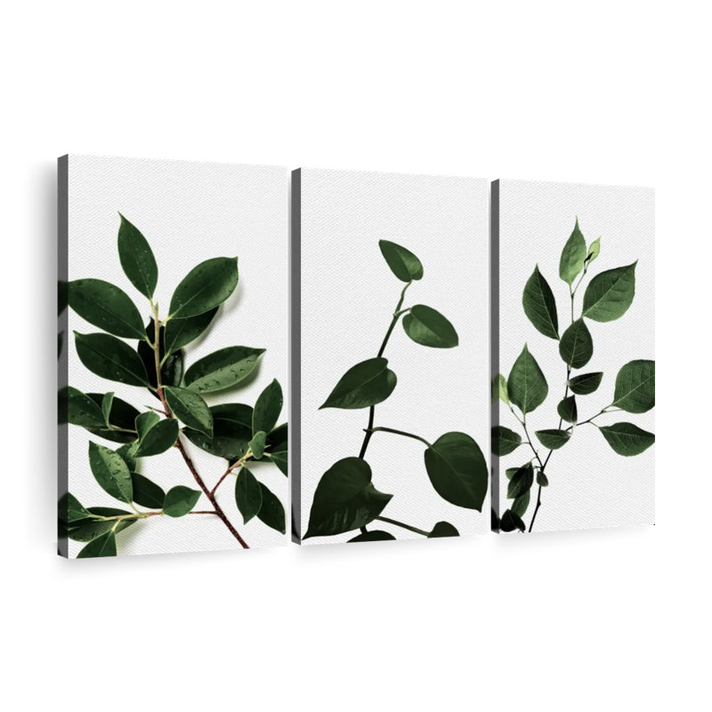 Branches de feuilles, reproduction sur toile, H 24 po x l 38 po x P 1,25 po