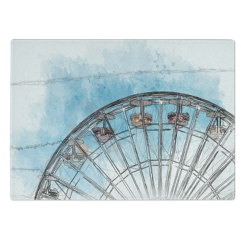 Tempered Glass Santa Monica Pier Ferris Wheel Chopping Board, 39 cm W x 28.5 cm L