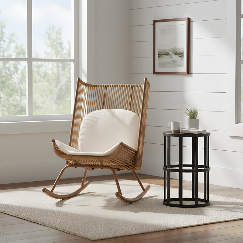 Frank Outdoor 2-Piece Conversation Set With PE Rattan & Ceramic Top, 2 Pcs: Table, Chair