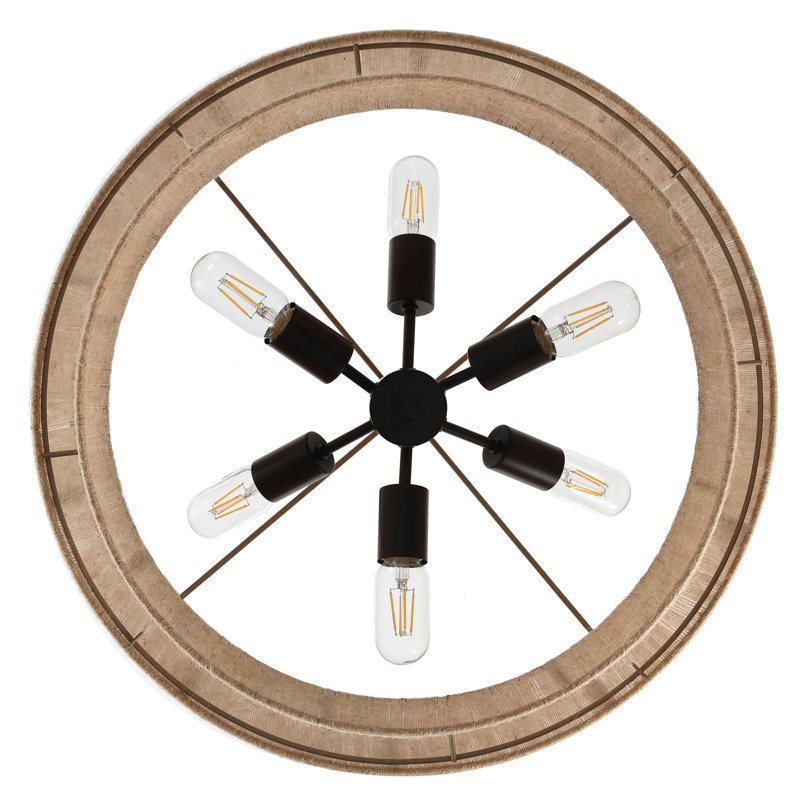 24" 6-Light Dimmable Drum Chandelier