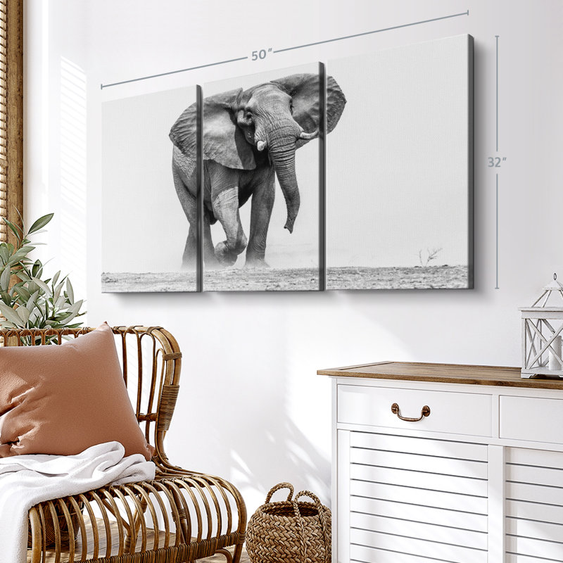 " African Elephant Walking " on, 32" H x 50" W