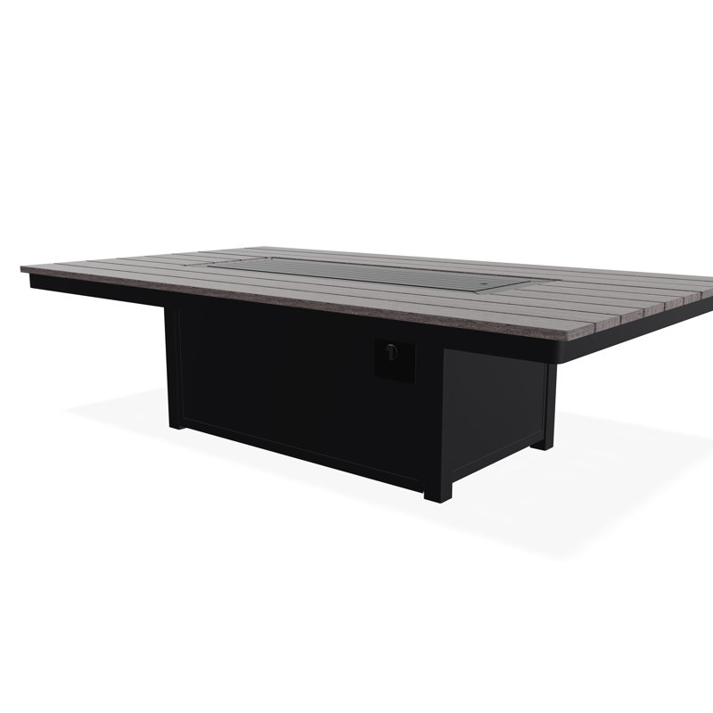 48" x 84" Rustic Fire Table with Propane Shelf, Black/Boardwalk