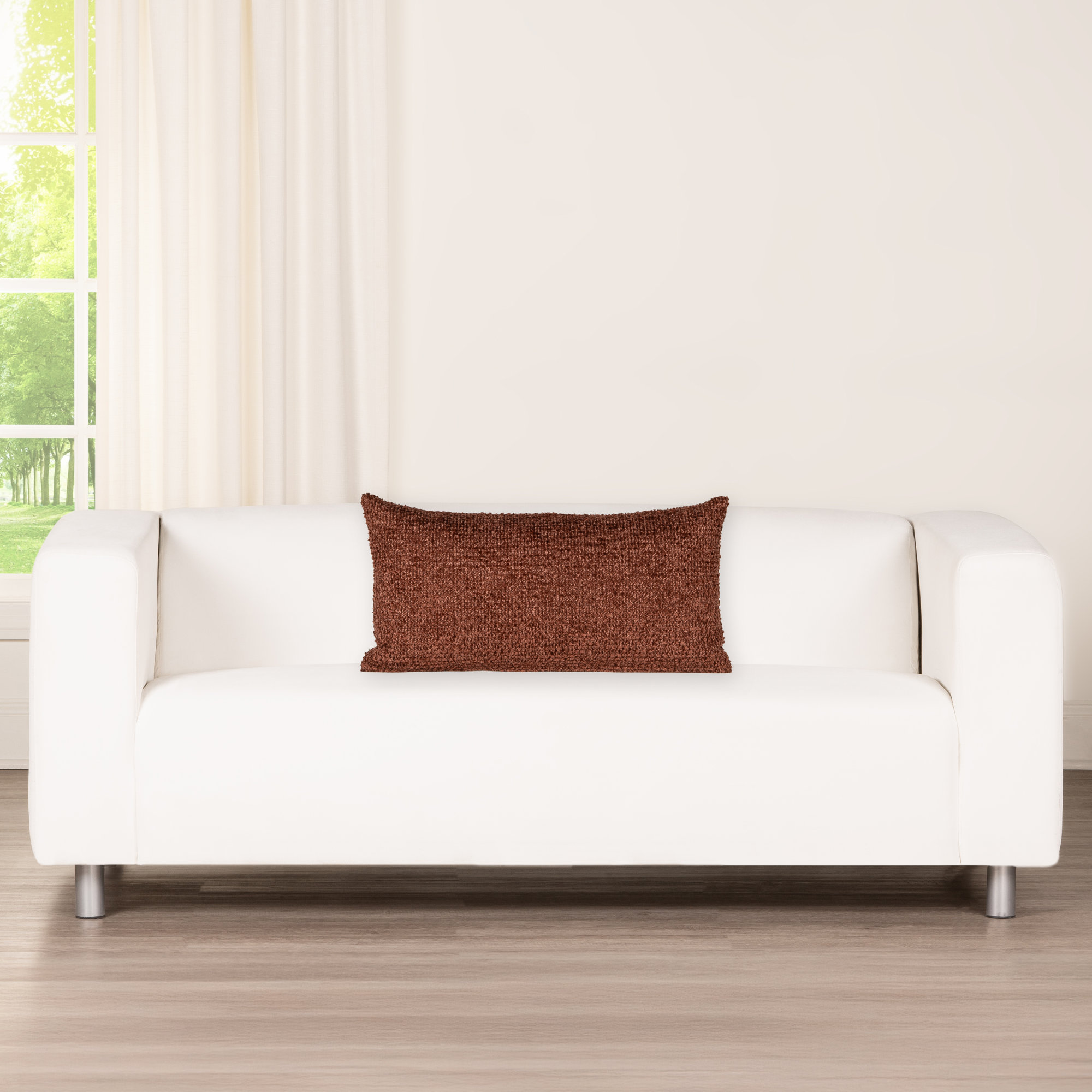 Cozy Chenille Disk Accent Pillow - Textured Sophistication and Comfort, Polyester, Red, Rectangle 12"H x 21"W