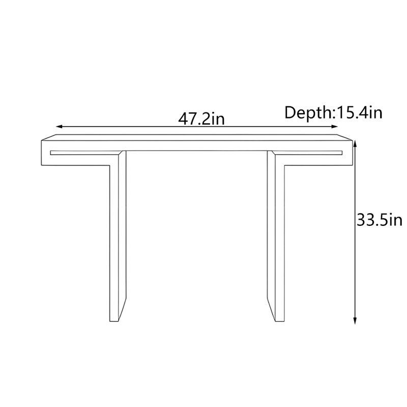 Table d'entrée en chêne massif italien minimaliste italien, Noir, H 33,5 po x l 47,2 po x P 15,4 po