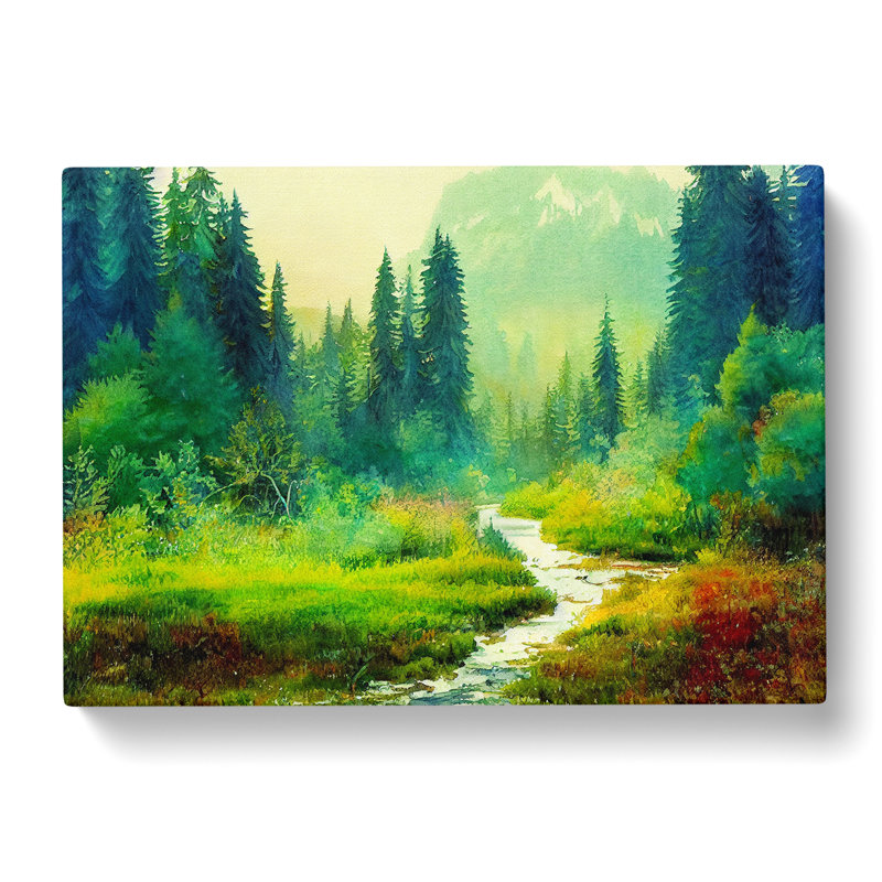 Summer Forest Watercolour Vol.2 - Wrapped Canvas, 40cm H x 60cm W x 3cm D