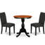 Ensemble de coin repas 3 pièces pour petits espaces comprenant une table de salle à manger ronde avec piédestal et 2 chaises Parsons en tissu de couleur noire, 30 po x 30 po, noir et cerise-349839942-349839994-349839999