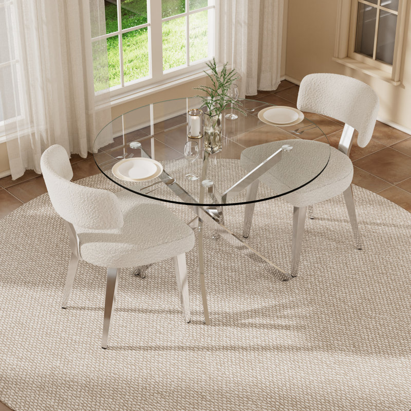 Ensemble de salle à manger à piédestal, Blanc, H 29,5 po x L 36 po x l 36 po, 3