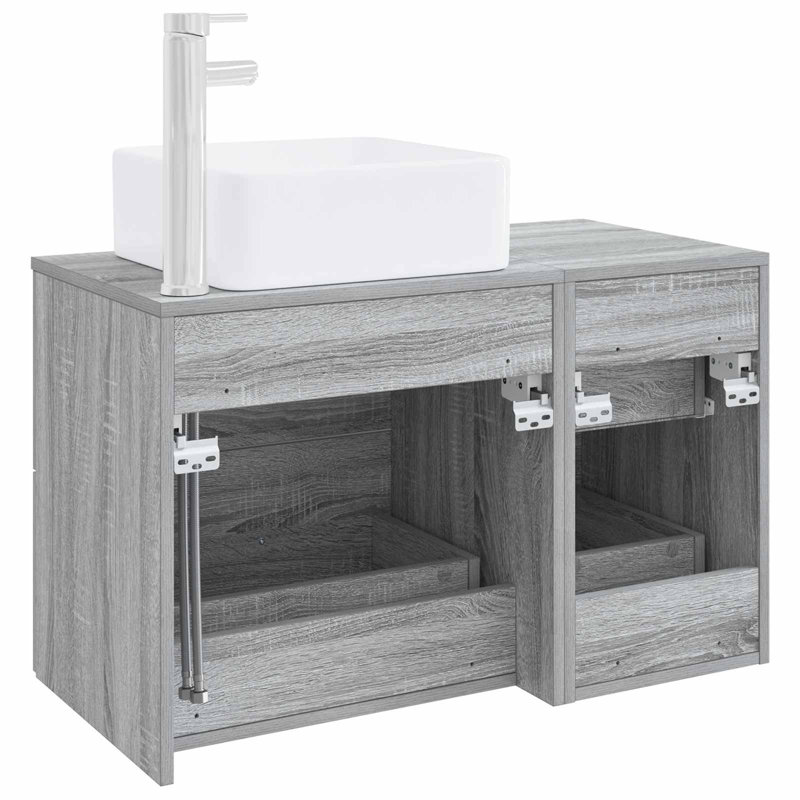 Vanity & Mirror Set, Grey Sonoma