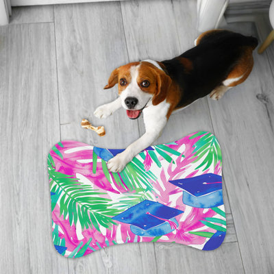 Preppy Grad Cap Designs - 1 Piece Bone Shape Feeding Mat