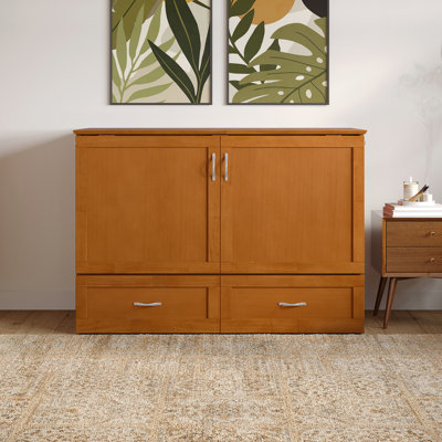 Commode et lit escamotable avec matelas 6 po, rangement et chargeur intégré Atiyah