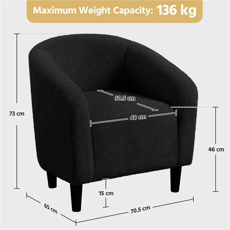 Boucle Club Chair Combining Contemporary and Traditional Design, Black