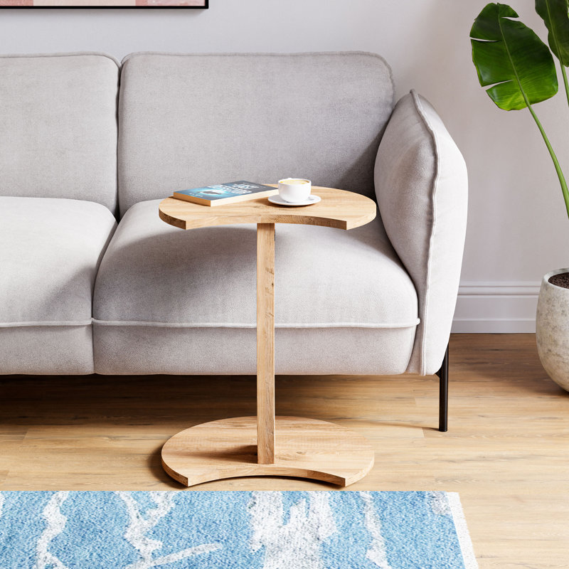 Table d'appoint moderne en forme de C pour le salon, table basse à roulettes en C, table de bout en bois, table gigogne, table de service, brun InterGo