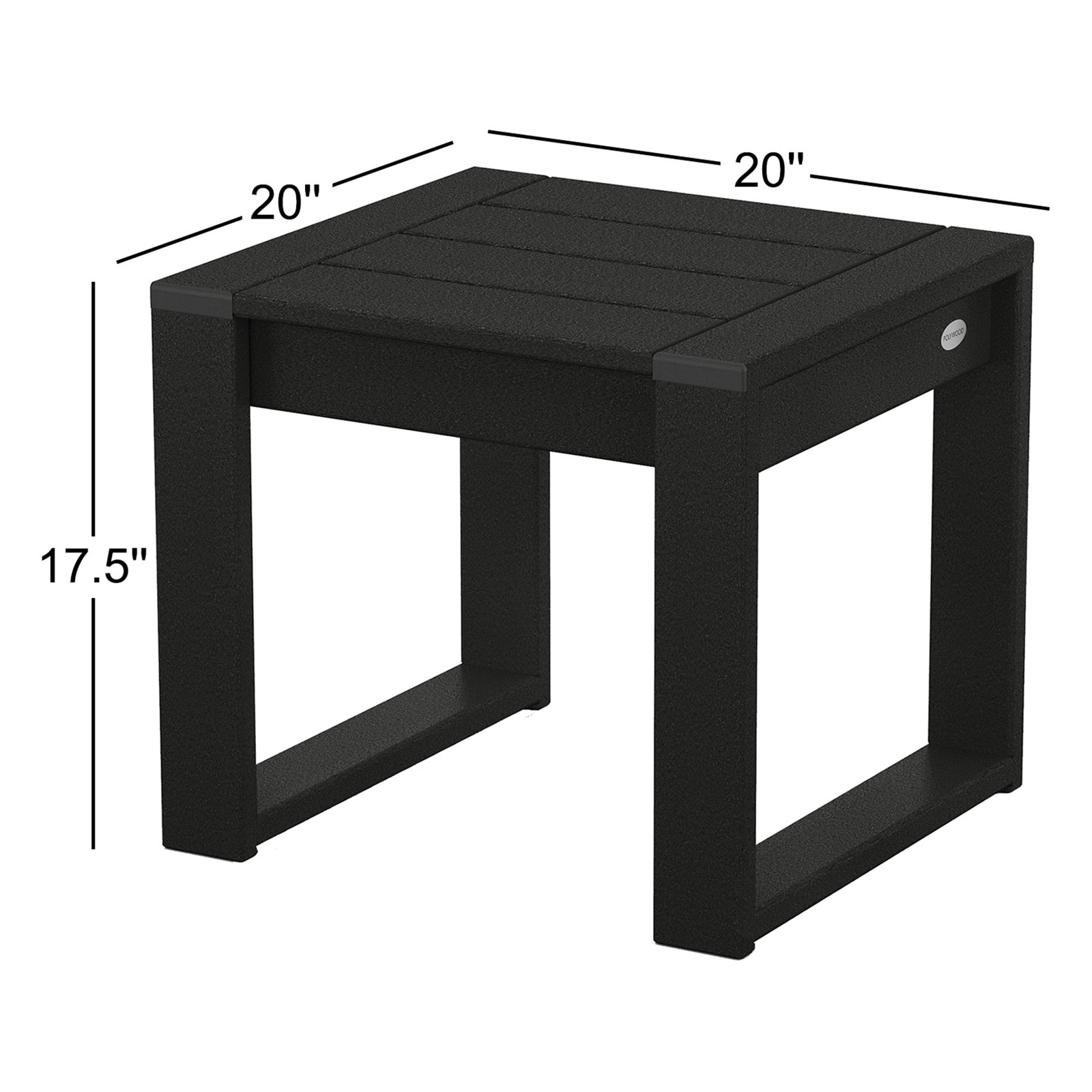 POLYWOOD® Edge 20" Patio Side Table, Black, 17.5"H x 20"W x 20"L