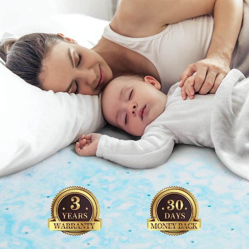 Surmatelas simple en mousse à mémoire de forme 3 po Merrillan Alwyn, Bleu, Simple TG