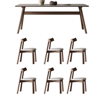 Table and Oak Chairs Modern Set