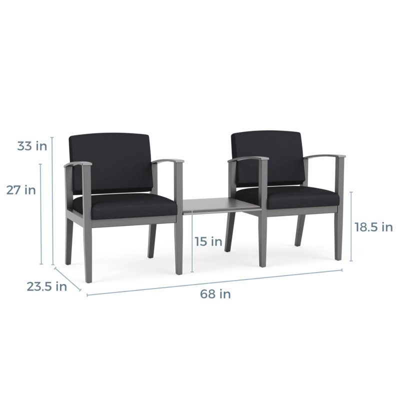 Structure en bois tandem 2 places avec table centrale Amherst, Étain, Noir Patriot Plus
